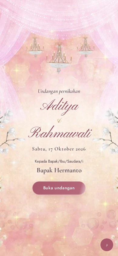 Contoh undangan pernikahan tema Champagne Blush