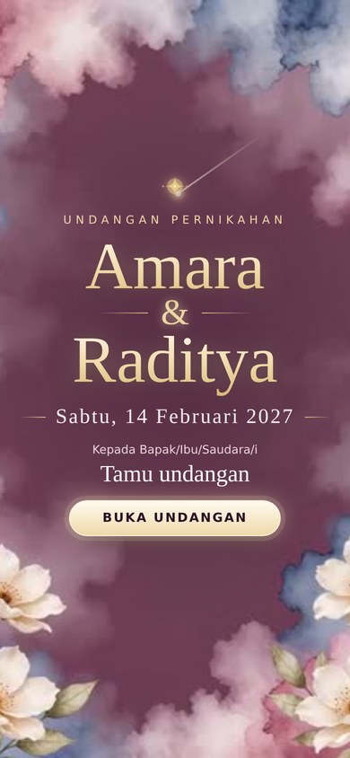Contoh undangan pernikahan tema Cloudy