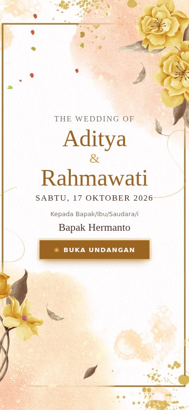 Contoh undangan pernikahan tema Honey Blush