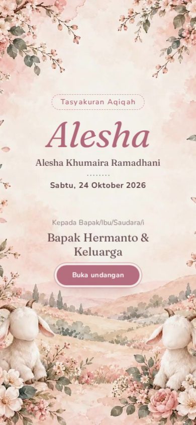 Contoh undangan aqiqah tema Kuncup