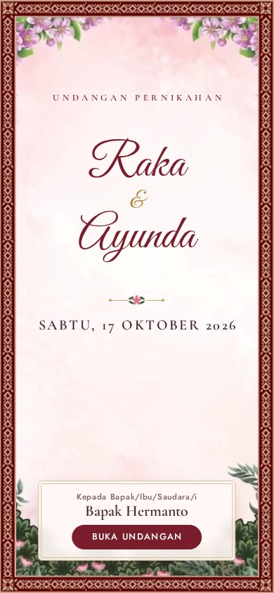 Contoh undangan pernikahan tema Lilac