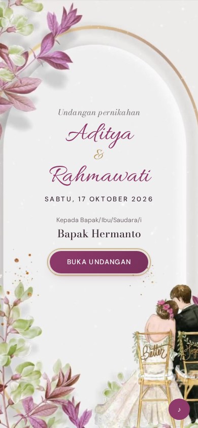 Contoh undangan pernikahan tema Mulberry Arch