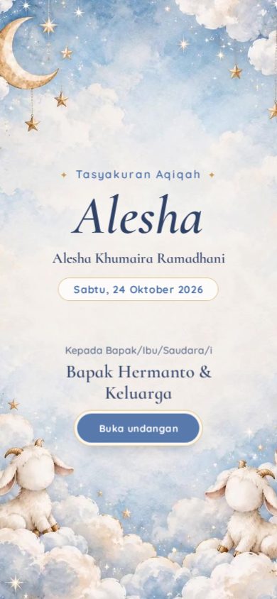 Contoh undangan aqiqah tema Nabastala