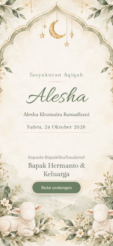 Contoh undangan aqiqah tema Raudhah