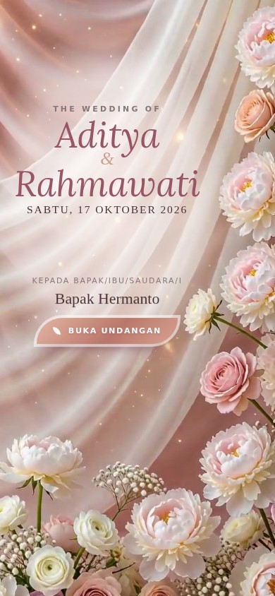 Contoh undangan pernikahan tema Rosé Veil
