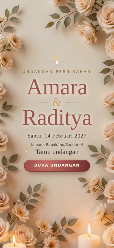 Contoh undangan pernikahan tema Tearose